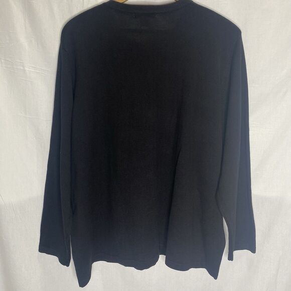 DRESSBARN Embroidered Cardigan Sweater Beaded Floral Button Womens 18 20 Black - Picture 3 of 12